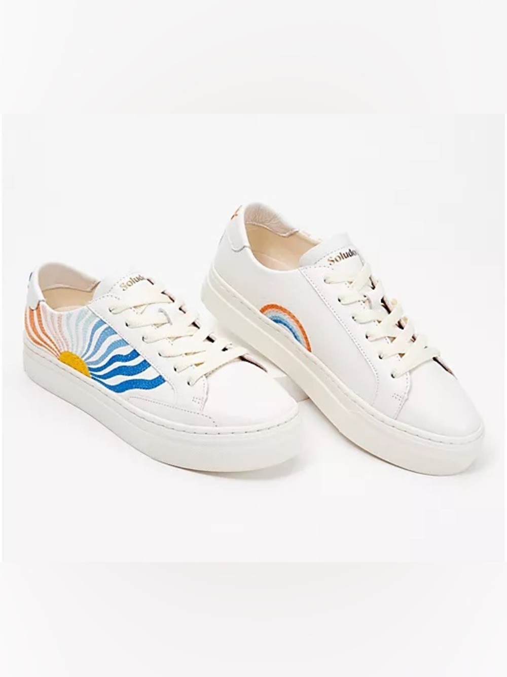 Soludos stay cool embroidered sunset and rainbow sneakers coastal casual